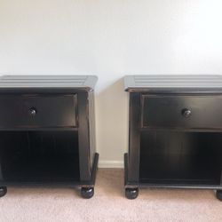 (2) Distressed Black Nightstands