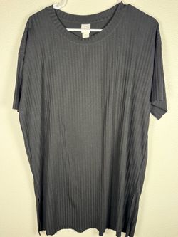 H&M Black Ribbed Crewneck T-Shirt