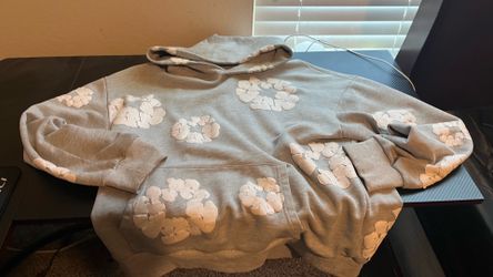 Grey Denim Tear Hoodie Size Medium
