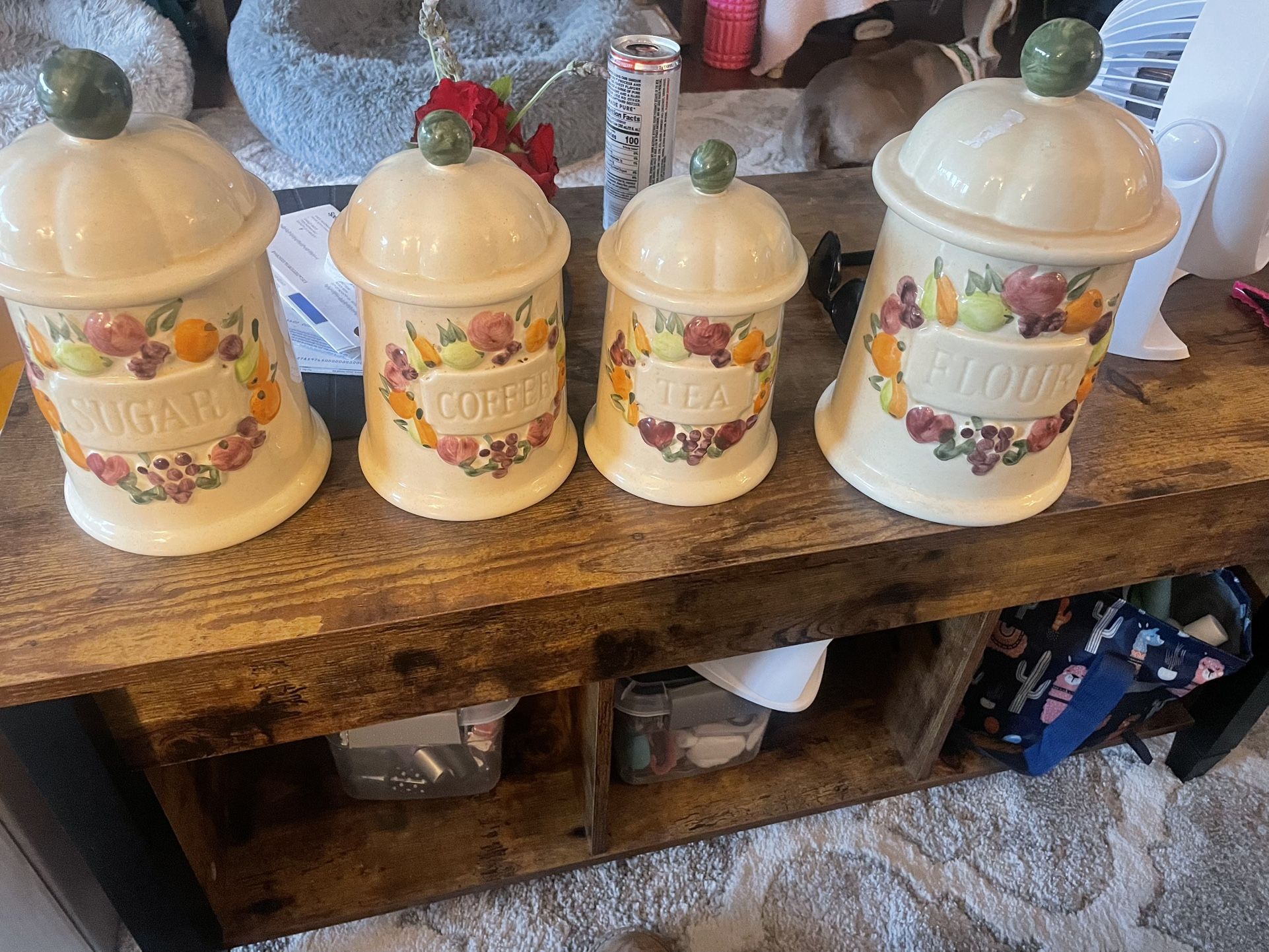 Vintage Los Angeles Pottery 1967 Set Of Kitchen Canister w/Lid