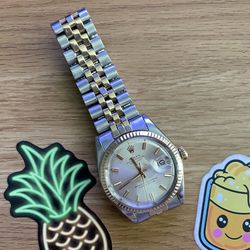 Rolex Datejust Two Tone 18K Gold Steel 36mm White Pie Pan Dial 1601