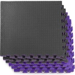 Xspec 1" Extra Thick Interlocking Home Gym Foam Floor Mat Reversible Tiles (24" x 24") | 12 Pieces, 48 Square feet | Protective Flooring for Work Out 