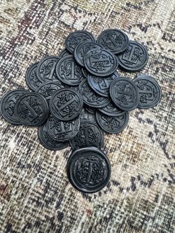 Black letter T wax seals
