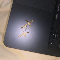 2 Gold Plate Crosses 
