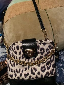 Leopard Print Mini Crossbody Bag with Gold Chain