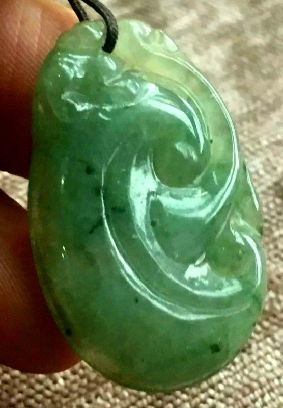 Burmese icy type A jadeite jade pendant lucky Ruyi