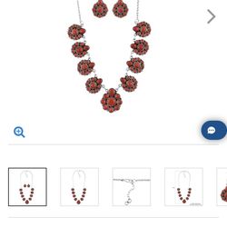 Santa Fe Style Red Coral Earrings & Necklace - new!