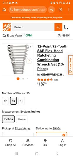 12-Point 72-Tooth SAE Flex-Head Ratcheting Combination Wrench Set (13-Piece)