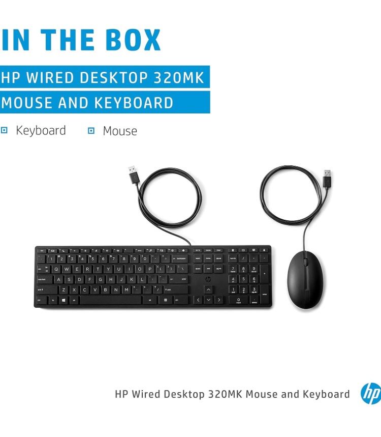 HP 320MK Wired Desktop Mouse and Keyboard Combo 