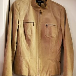 Alfani Classy Suede Leather Zippered Jacket- M