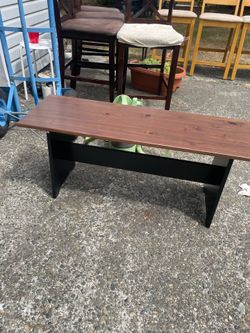 Wooden Bench with Black Base ( 40 inch long x 18 inch height x 13 inch wide