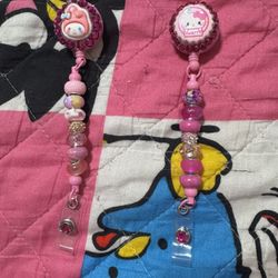Hello Kitty And My Melody Handmade Badge Reels 
