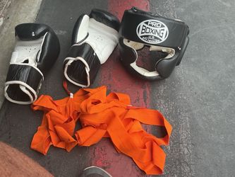 Pro boxing gloves 12 lb with large head gear and bag