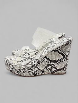 New Express Platform Wedge Sandal Women 10 Snakeskin Club Party Mob Wife Sexy