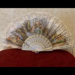 Collictable Fabric Laced  Hand Fan