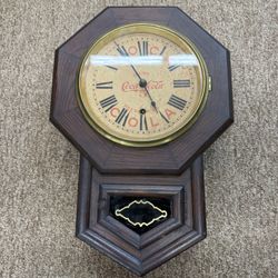Coca Cola Clock 1(contact info removed)  New Haven Co OCTAGON ALL ORIGINAL WITH Key ANTIQUE 