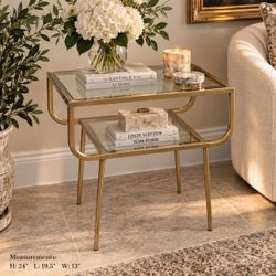 Two-Tier Gold & Glass Side Table