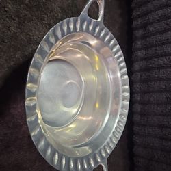 Pewter Hammered Aluminum Mexican Serving Bowl 