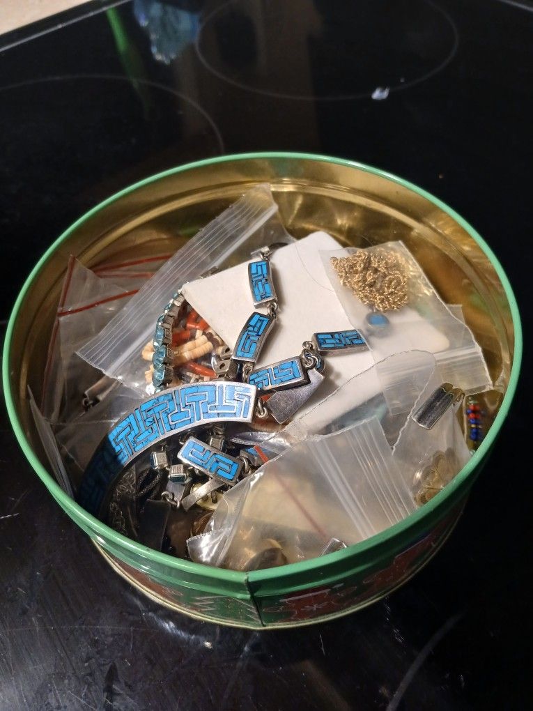 Sterling Gold And Tex Mex Silver Jewlery Lot 