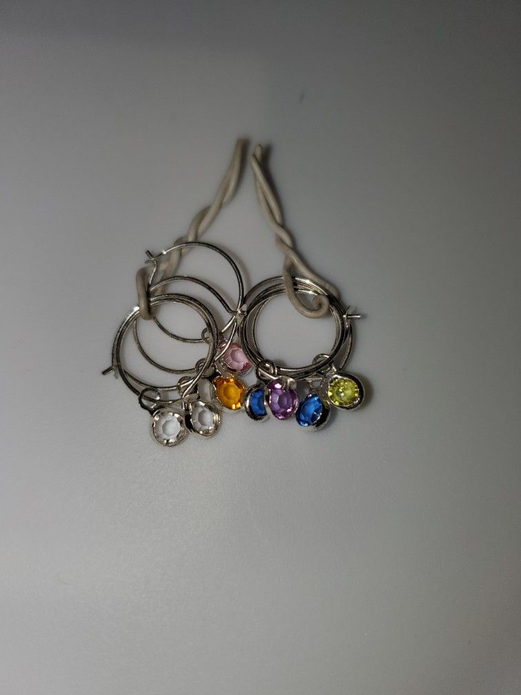 Sterling Silver Earrings With Colorful Crystals
