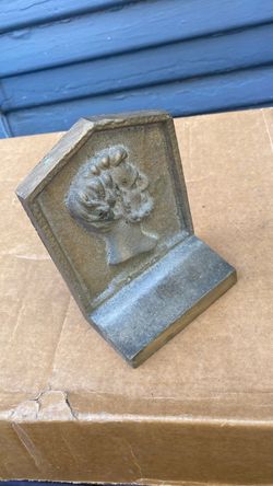 Antique 1920s Arts & Crafts Cast Iron Abraham Lincoln Bookends.