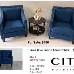 Erica Blue Fabric Accent Chair