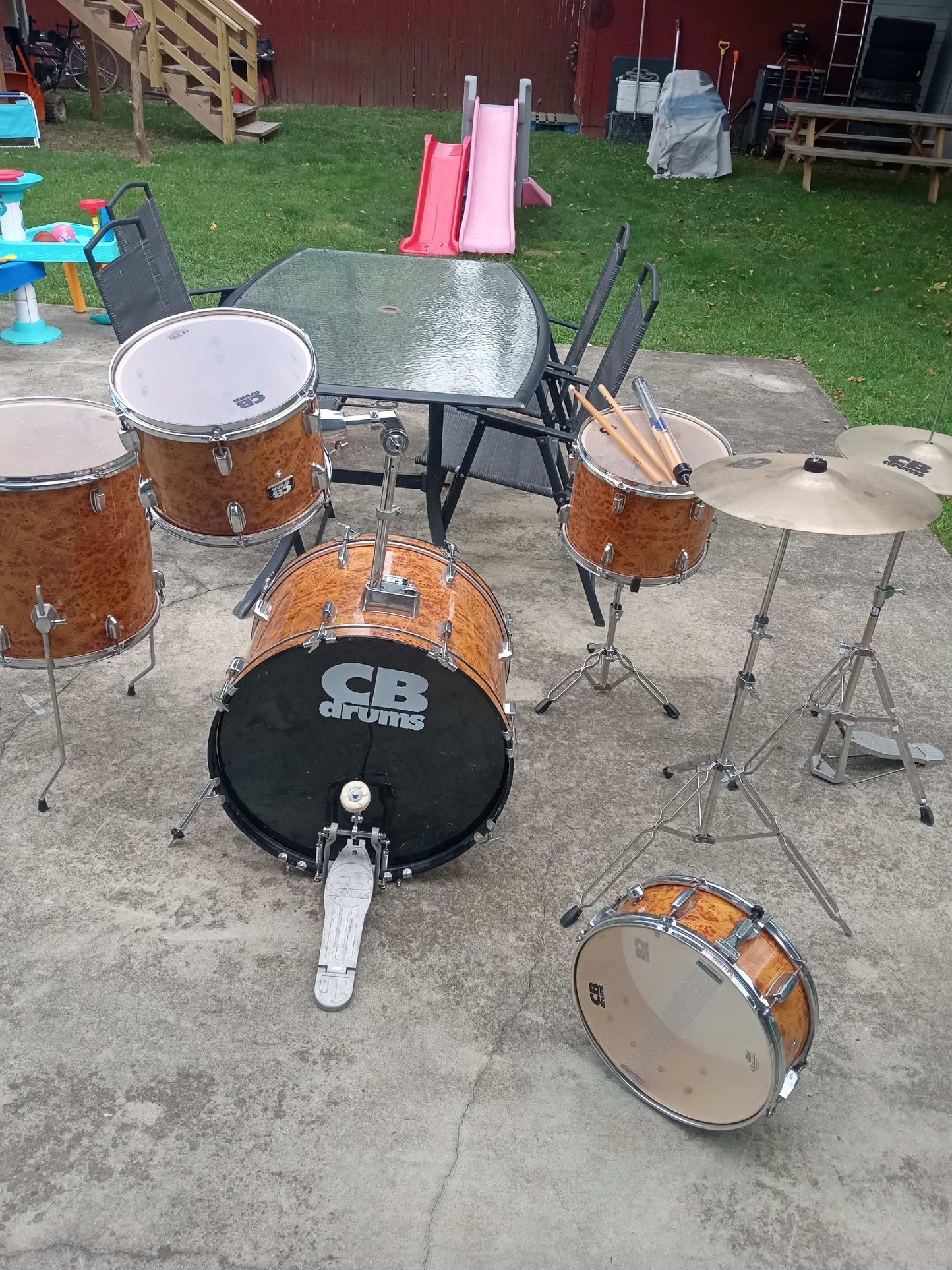 5-Piece Drum Set – Includes Extra Snare + Cymbal Stand + Pedal + Sticks