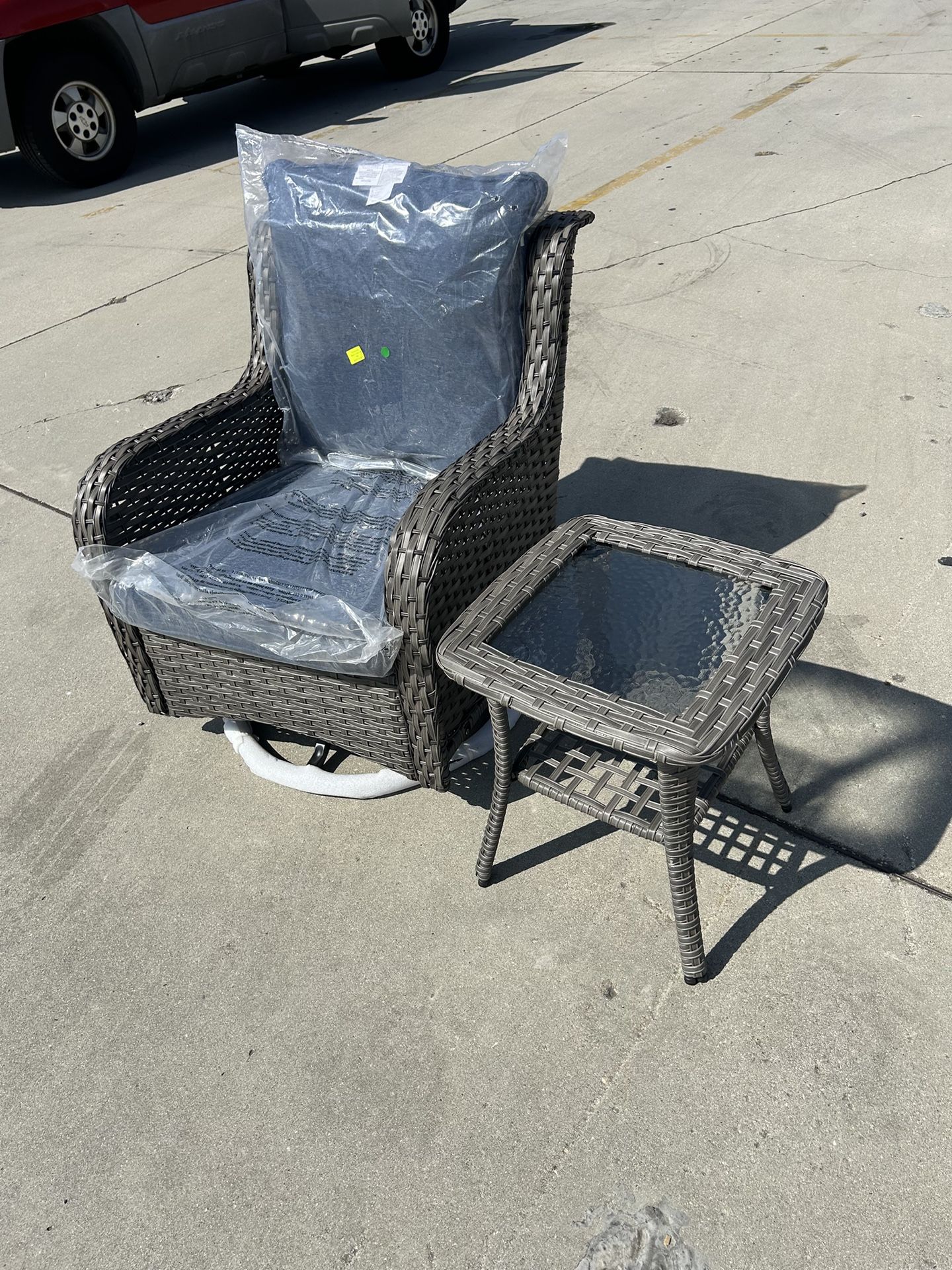 Brand New Rocking Patio Chair And Side Table For $100