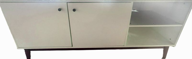 IKEA White TV Stand with 2 Doors & Open Storage Shelves