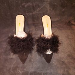 Black Fur Heels 