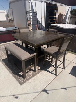 5-Piece Counter Height Dining Set with Bench