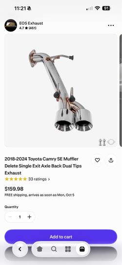 Exhaust for Toyota Camry, 2023
