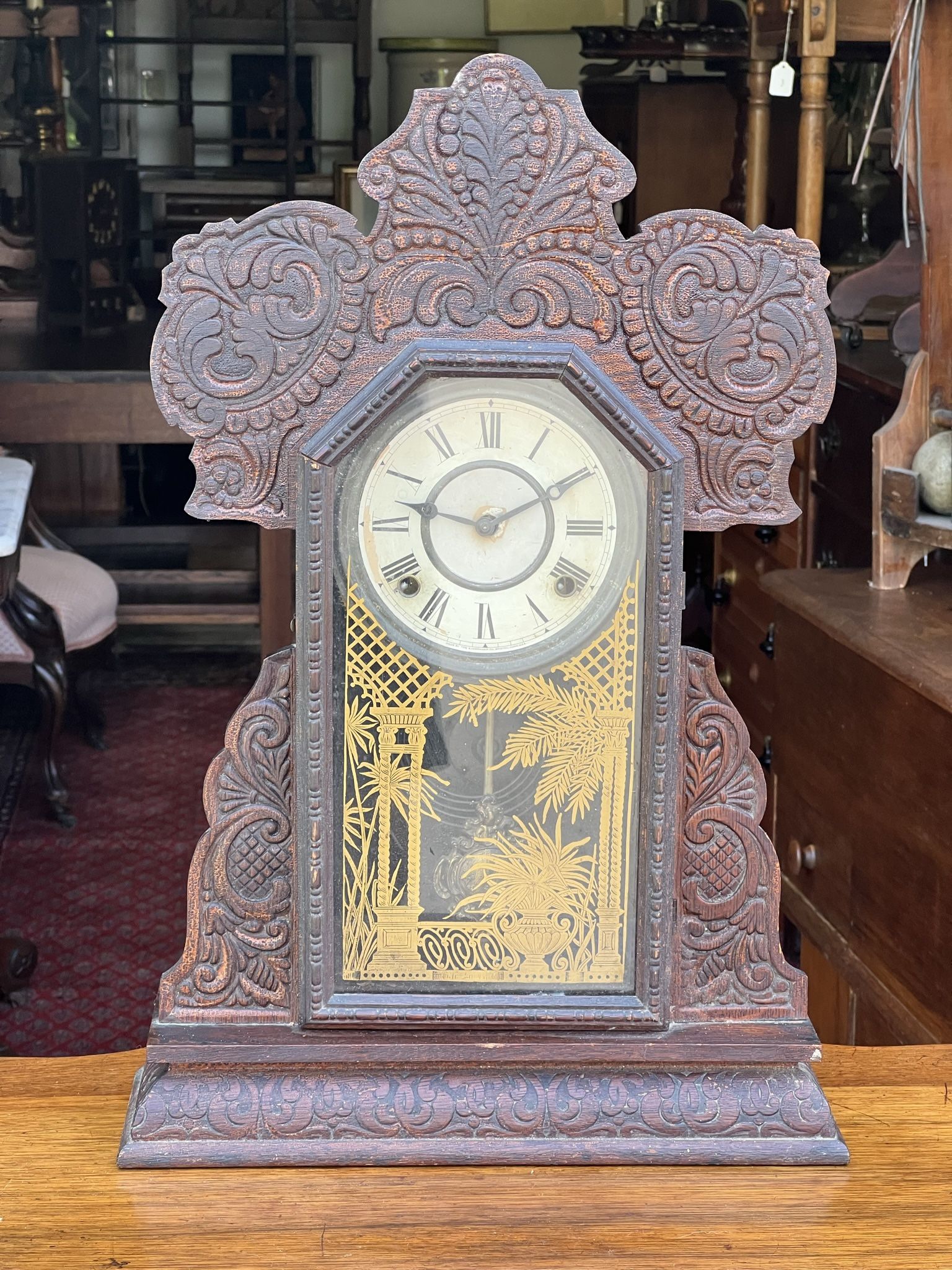 Antique Victorian Gingerbread Mantle Clock