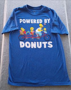 The Simpsons cartoon powered by donuts T-shirt size medium