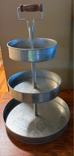 Galvanized Metal 3-Tier Serving Tray. Read description 1st!!!
