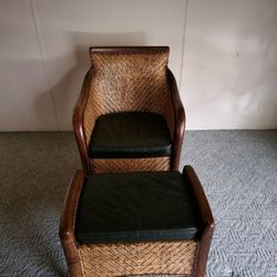 Rattan Chair and Ottoman 