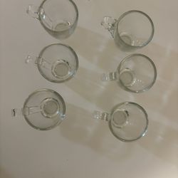 Set of 6 Clear Glass Coffee / Espresso Cups – Modern Design