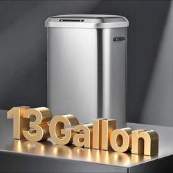 13-Gallon Touchless Automatic Motion Sensor Trash Can with Soft-Close Lid for Kitchen Bathroom Bedro