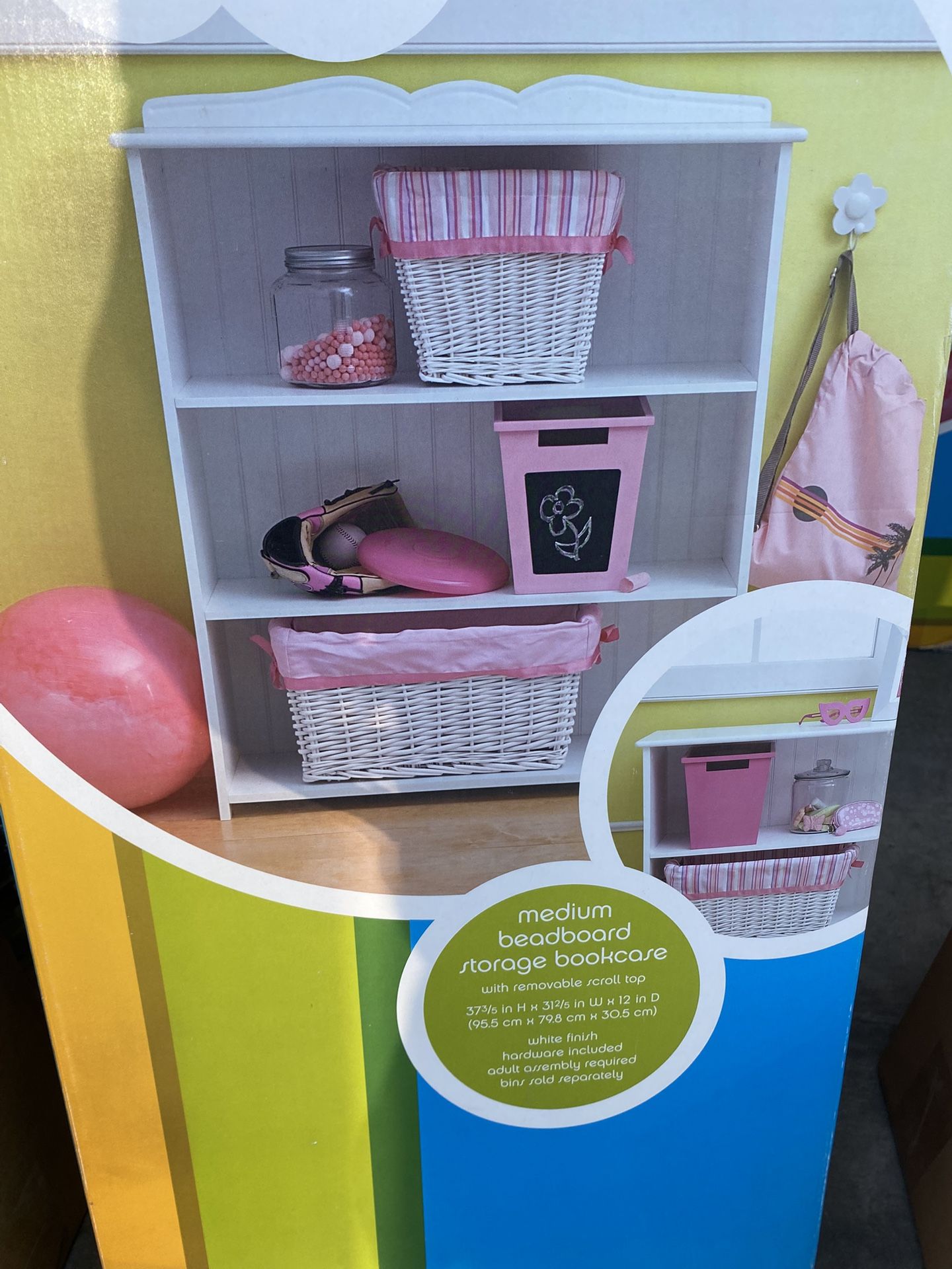 New DYR Do Your Room White Bookcase With Removable Top Bins NOT Included 37 3/5” H 31 2/5” W 12”D