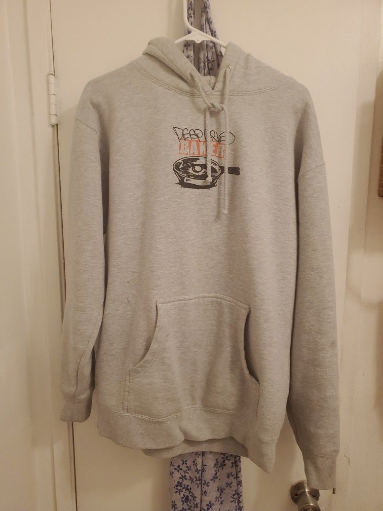 Baker deep fried Heather Grey Hoodie Large