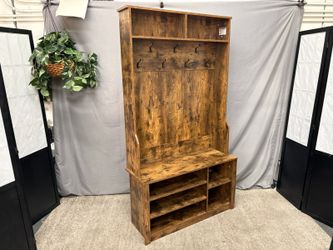 Rustic Finish Hall Tree w/ Lower Storage Bench