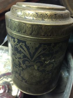 Indian Hand Hammered Jar with Top