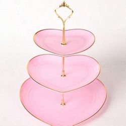 3-Tier Heart Shaped Cake Display Stand, Creative Wedding Birthday Party Candy Dessert Plate, Afternoon Tea Dessert Tray