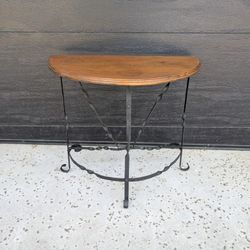 Small Wrought Iron Wood Top Table