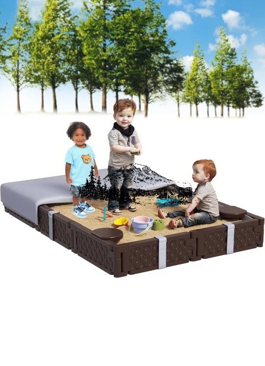 Kids Toddlers Sandbox With Cover