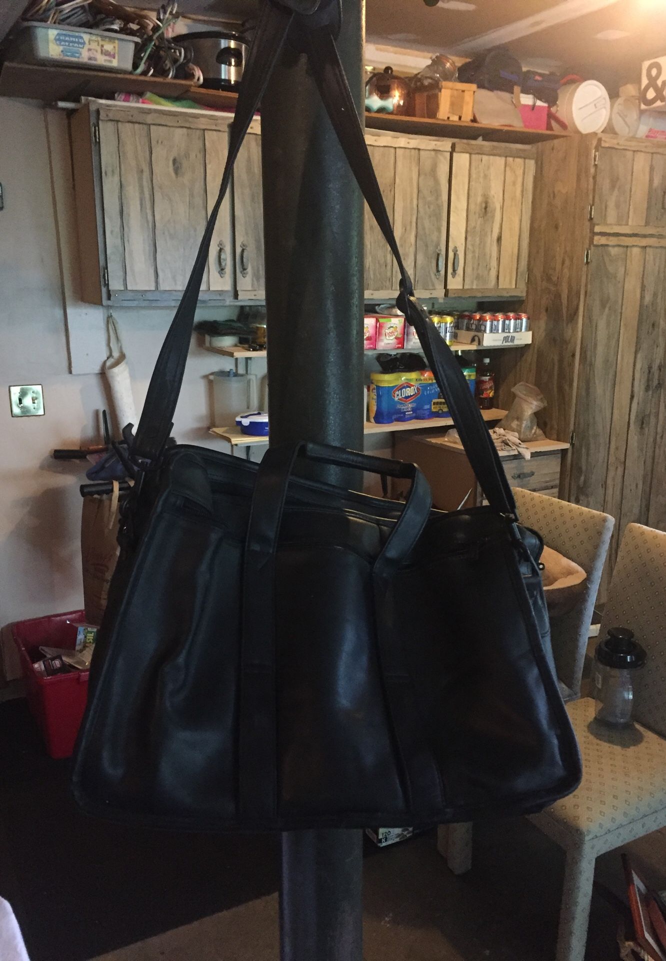 Leather brief case with strap