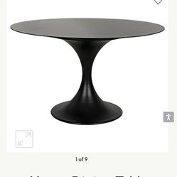 New Noir Round Dining Table – 48” Black Pedestal – Modern Table