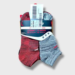 Saucony Men’s Legacy No-Show Red Black Grey Running Socks 10-Pack Sz L 8-12