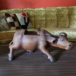 Vintage Large 1950’s Bull Wicker Statue 