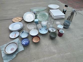 Williams Sonoma Platter & Dinnerware Set – Yokohama Studio & Vintage glass Japan Italy lot